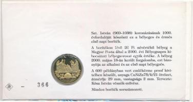 2000. "Ezeréves Magyarország / Szent István" aranyozott alpakka emlékérem borítékban, első...