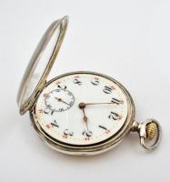 Ezüst (Ag.) Anker Praezision 15 Rubis Spiral-Breguet svájci zsebóra, másodpercmutatós számlappal(haj...