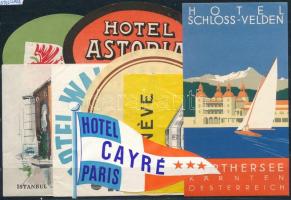 8 db Különféle európai hotel címke