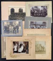 1903-1930 10 db főként iskolai csoportképes fénykép, kartonra kasírozva, hátoldalukon feliratozva, 12x17 és 14x20 cm közti méretben