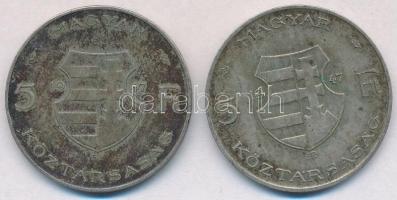 1947. 5Ft Ag "Kossuth" (2x) T:2-,3 patina