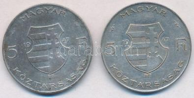 1947. 5Ft Ag "Kossuth" (2x) T:2-,3