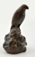 Karvaly szobor, mázas kerámia, jelzett, lepattanásokkal, m: 24,5 cm