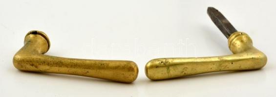 Art deco, réz zárcím és kilincs szet (Kilincs közép. kulcslyuk felső távolsága 10 cm)