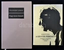 2 db könyv: Pilinszky János: Nagyvárosi ikonok. Összegyűjtött versek 1940-1970. Bp., 1970, Szépirodalmi. Vászonkötésben, papír védőborítóval, jó állapotban.; Kuklay Antal: A kráter peremén. Gondolatok és szemelvények Pilinszky János verseihez. Sárospatak, 1987, Római Katolikus Egyházi Gyűjtemény. Papírkötésben, jó állapotban.