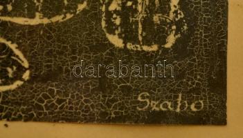 Szabó jelzéssel: Formák, 2 db linó, papír, üvegezett fa keretben, 10×13 cm