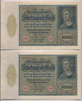 Németország / Weimari Köztársaság 1922. 10.000M (5x) sorszámkövetők T:I,I- Germany / Weimar Republic 1922. 10.000 Mark (5x) sequential serials C:UNC,AU