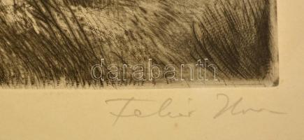 Fehér Ilona (1913-1983): Tó, rézkarc, papír, jelzett, számozott (94/100), 25×33,5 cm