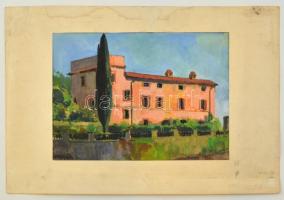 Dörner jelzéssel: Róma 1981, akvarell, papír, paszpartuban, 20×27 cm