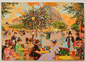 Jelzés nélkül: Belvárosi forgatag, akril, karton, 29×40 cm