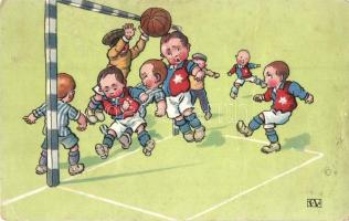 Football playing boys, LP serie 223/V. s: T. V. (?) (fa)