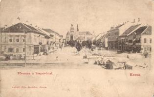 Kassa, Kosice; Fő utca, Szepsi út, piac, László Béla kiadása / main street, market (fa)