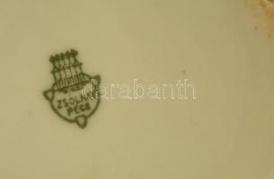 5 db Zsolnay porcelán teáscsésze, alj nélkül, matricás, kopásokon kívül jó állapotban