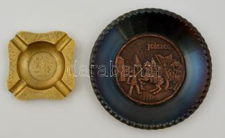 Bronz és fém tál és hamutartó, A tálon Kőszeg felirattal d:15, 23 cm