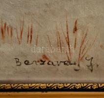 Berzevay jelzéssel: Téli patakpart, olaj, farost, díszes keretben, 49×68 cm