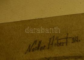 Nádler Róbert (1858-1938): Egyházi személy portréja, ceruza, papír, jelzett, üvegezett fa keretben, ...