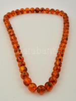 Borostyán nyaklánc, h:62 cm
