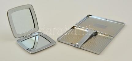 Fém cigarettatartó és zsebtükör, 10x7x1 és 7x7x0,5 cm