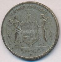 1930. 5P Ag "Horthy jobbra" T:3 patina 
Adamo P8