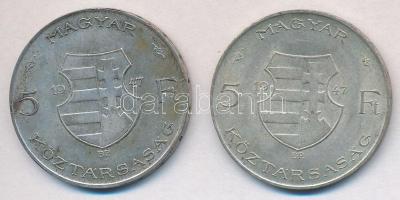 1947. 5Ft Ag "Kossuth" (2x) T:2-,3 ph