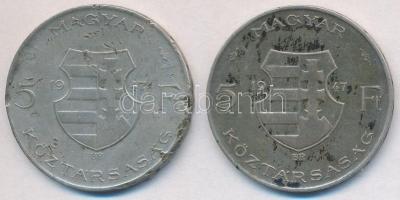 1947. 5Ft Ag "Kossuth" (2x) T:2-,3 durva ph., hajlott lemez