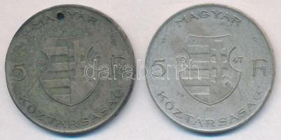 1947. 5Ft Ag "Kossuth" (2x) T:2-,3 ly