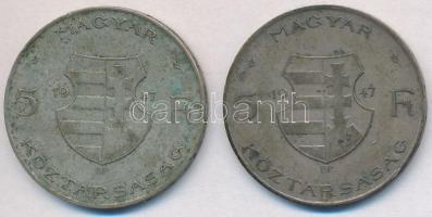 1947. 5Ft Ag "Kossuth" (2x) T:2-,3 patina