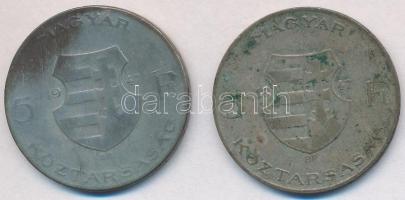 1947. 5Ft Ag "Kossuth" (2x) T:2-,3 patina