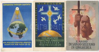 1938 Budapest XXXIV. Nemzetközi Eucharisztikus Kongresszus - 5 db képeslap / 34th International Eucharistic Congress - 5 postcards
