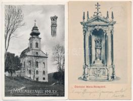 Máriabesnyő - 5 db RÉGI képeslap, kegytemplom belső, székely kapu, vasútállomás / 5 pre-1945 postcar...