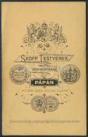 cca 1864 Pápa, a Skoff testvérek fényképtermében készült, vizitkártya méretű fénykép, 10,5x6,5 cm