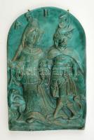 Asia. Múzeumi másolat, Mázas kerámia falikép, apró mázhibákkal, 33×21 cm
