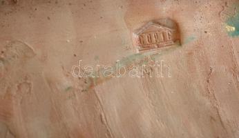 Asia. Múzeumi másolat, Mázas kerámia falikép, apró mázhibákkal, 33×21 cm