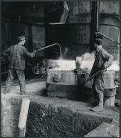 cca 1958 Diósgyőri martinászok, 4 db vintage fotó Kotnyek Antal (1921-1990) fotóriporter hagyatékából, feliratozott képek, 19x18 cm