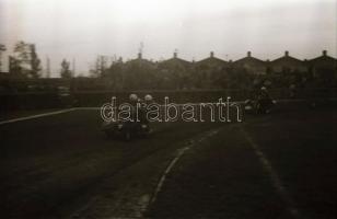 cca 1948 Budapesti motoros felvonulás, motoros verseny és egy autójavító műhelyben készült felvétele...