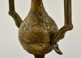 Jelzett szovjet (M3C) bronz gyertyatartó pár, egy-egy rögzítő csavar hiányzik, m:29 cm (2×)