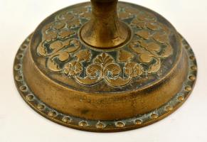 Jelzett szovjet (M3C) bronz gyertyatartó pár, egy-egy rögzítő csavar hiányzik, m:29 cm (2×)