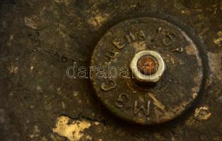 Jelzett szovjet (M3C) bronz gyertyatartó pár, egy-egy rögzítő csavar hiányzik, m:29 cm (2×)