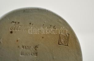 Alumínium fedeles söröskorsó, kézzel festett mázas kerámia, jelzett, m:16 cm