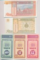 Mongólia 1993-2011. 10M-100T (9xklf) T:I,I-,II
Mongolia 1993-2011. 10 Mongo - 100 Tugrik (9xdiff) C...