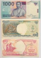 Indonézia 1992. 100R + 500R + 2011. 1000R T:I- Indonesia 1992. 100 Rupiah + 500 Rupiah + 2011. 1000 Rupiah C:AU