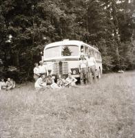 cca 1965 Különféle autóbuszokat ábrázoló negatívok tétele, 5 db szabadon felhasználható vintage nega...