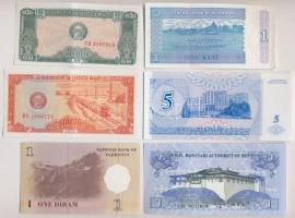 10db-os vegyes szép tartású külfödi bankjegy tétel, közte Bhután, Burma, Egyiptom, Irán  T:I,I-,II,I...
