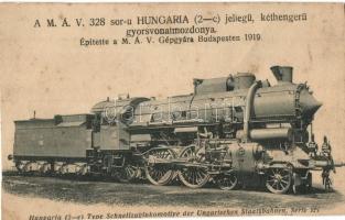 MÁV 328. sor. Hungaria (2-c) - jellegű, kéthengerű gyorsvonat-mozdonya; kiadja a Gőzmozdony Vasút- és Erőgépszaklap / Schnellzuglokomotive der Ung. Staatsnbahnen (vágott / cut)