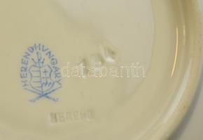 Herendi hiányos étkészlet és teás készlet, kézzel festett, jelzett, kopott, rózsákon apró lepattanás...