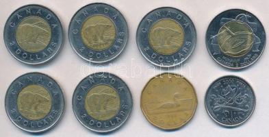 Kanada 1988. 1$ Br-Ni "II. Erzsébet" + 1996. 2$ Al-Br-Ni "II. Erzsébet" (5x) + 1...
