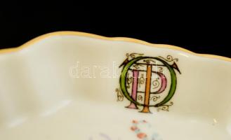 Herendi OTP-s virág mintás tálka, kézzel festett, jelzett, hibátlan, 12,5x8,5 cm