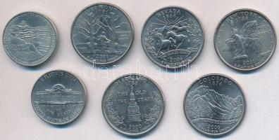 Amerikai Egyesült Államok 2000. 25c Cu-Ni "50 állam negyeddollárosok - Maryland" + 2001. 2...