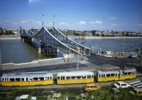 cca 1972 Budapesti villamosok a Duna partján, 2 db szabadon felhasználható vintage negatív, 6x9 cm