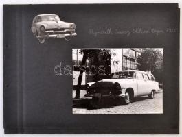 cca 1950 7 db amerikai autókról Budapesten készült fotó: Plymouth Savoy, Ford Fairlane, kartonra ragasztva, 18x13 cm